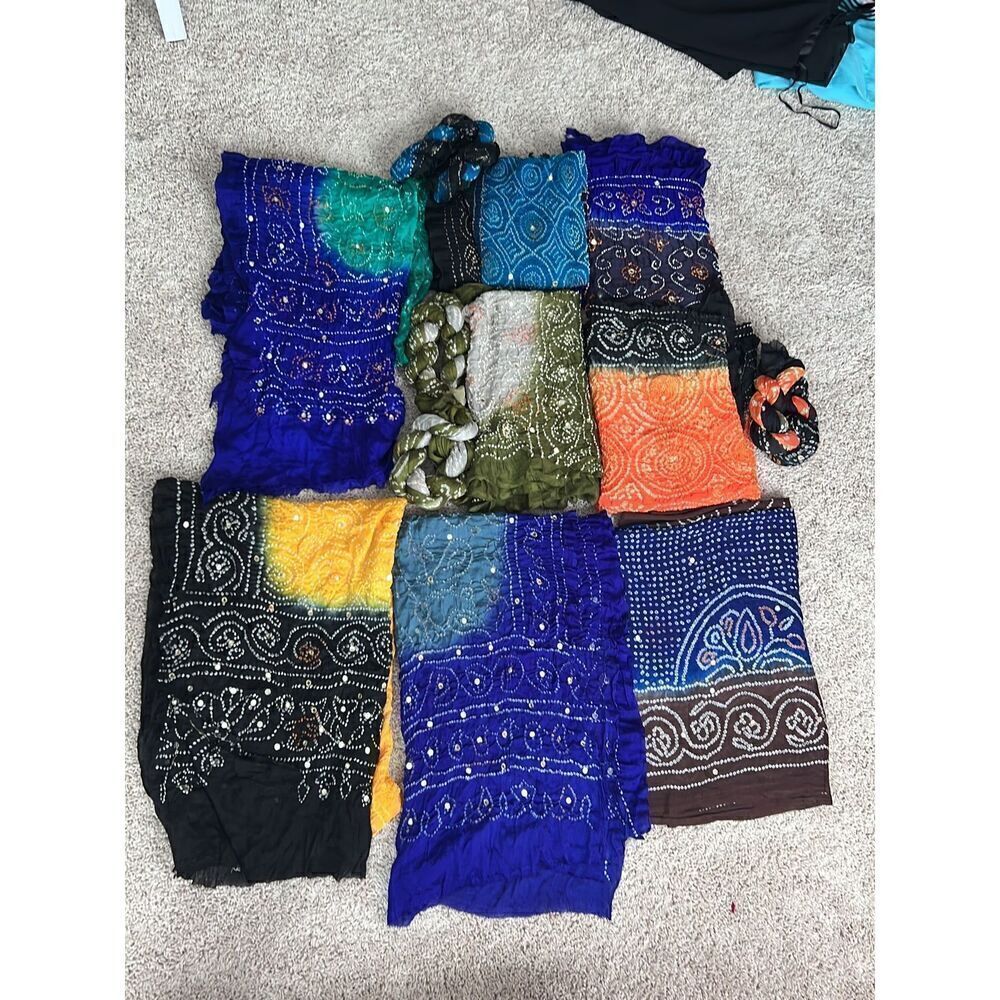 Traditional Bandhani Banarsi georgette chunni dupatta Tie-dye Desi yoga scarf